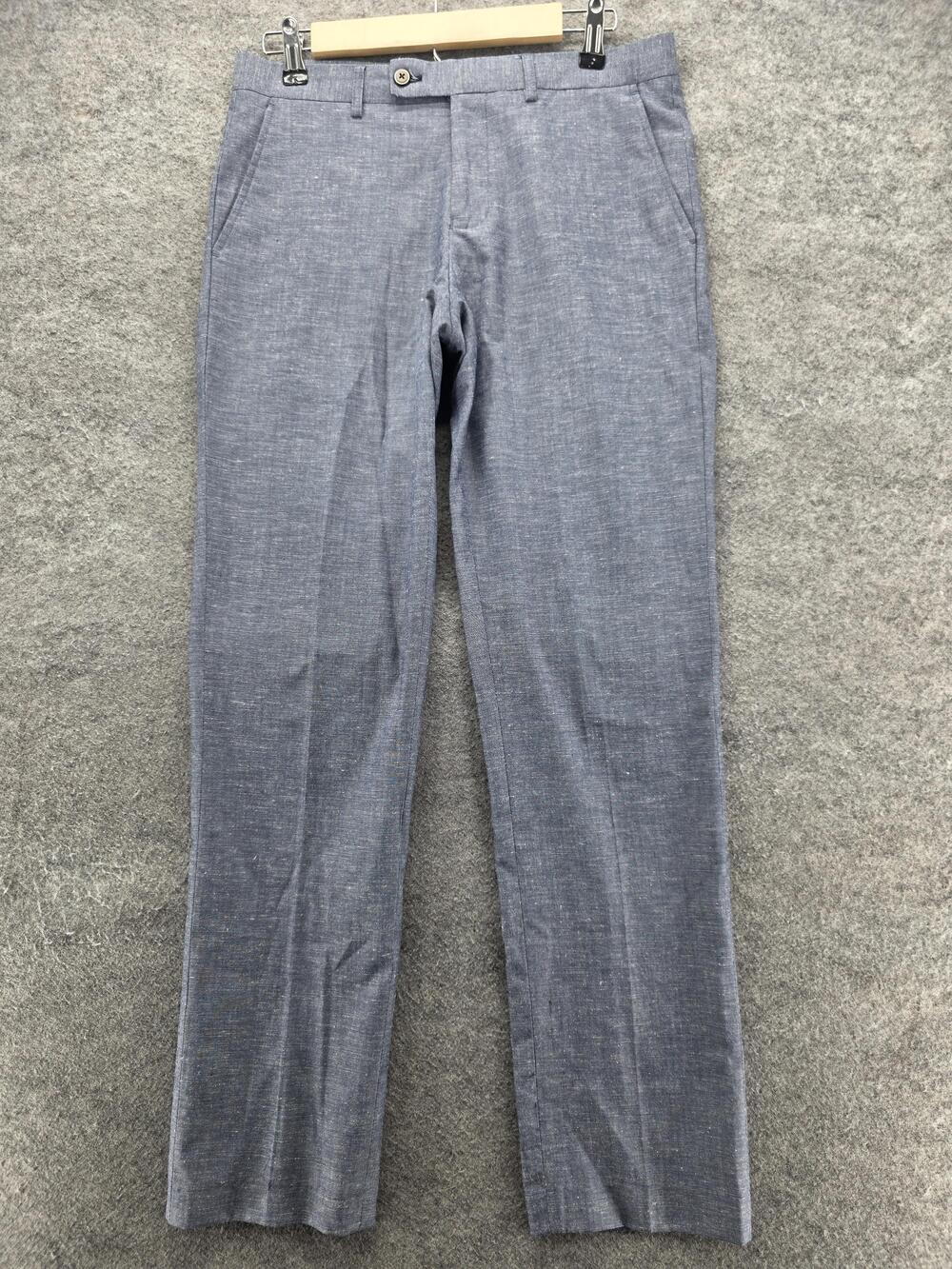Paisley & Gray Pants Mens 29x32 Blue Slim Fit Linen Blend Dress Slacks Summer